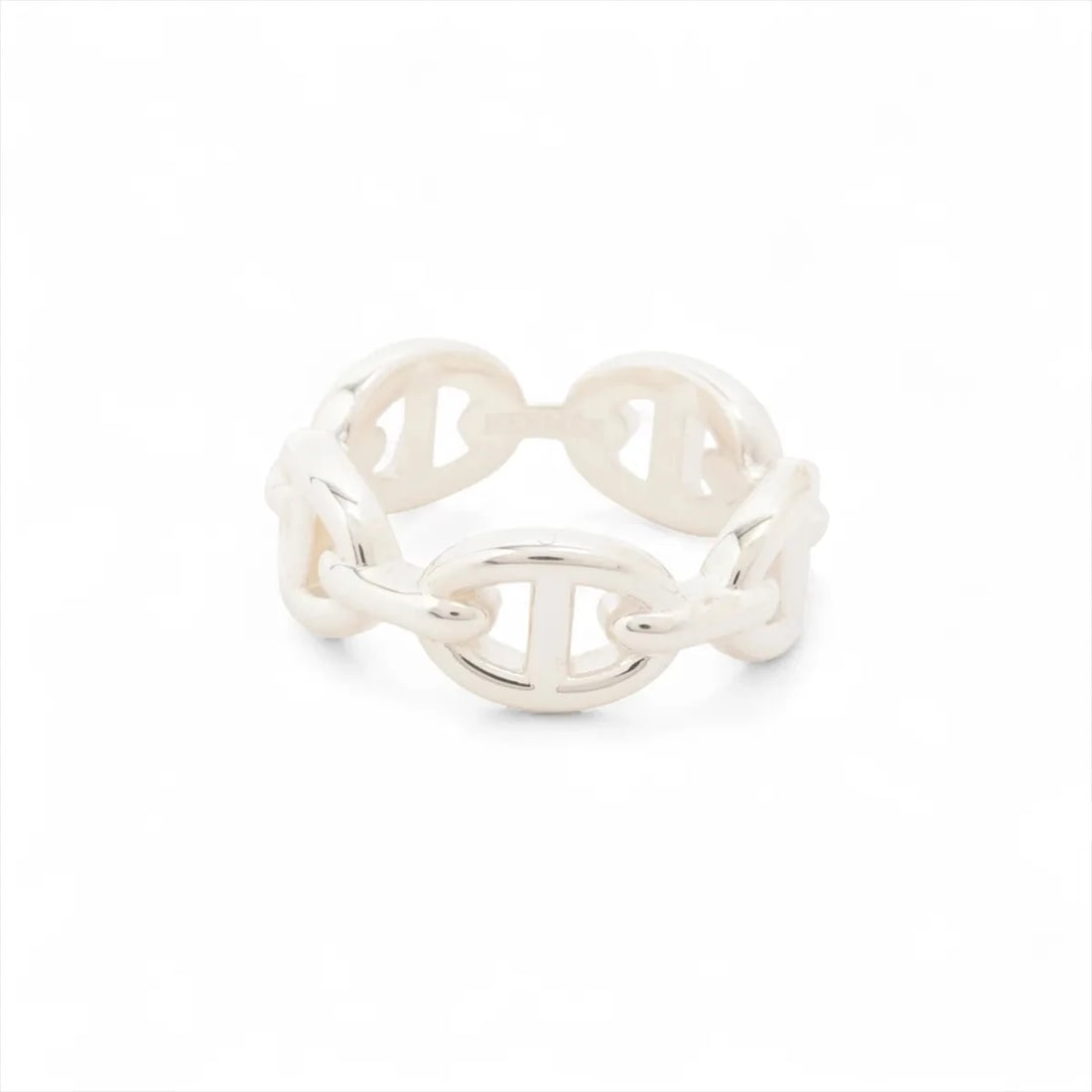 HERMES CHAINE D'ANCRE ENCHAINEE RING: Hermes CHAINE d'Ancre Enchainee Ring Brand: Hermes Type/Style: Ring Material: 925, Color: Silver Size: 5.25 US Accessories: None Accessories Notice: When purchasing pre-owned goods, please refer to