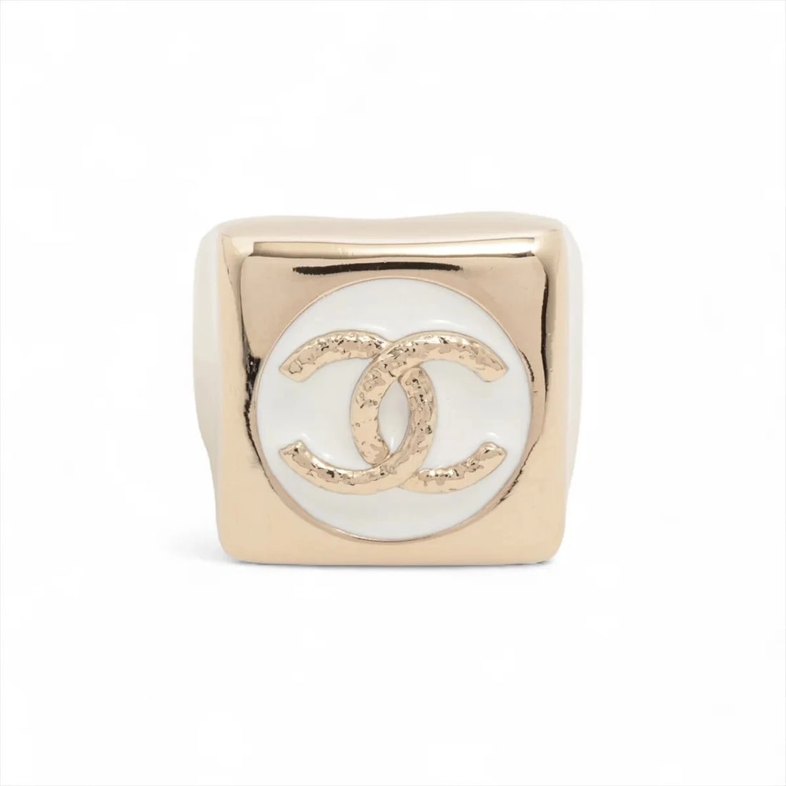 CHANEL COCO MARK RING GP GOLD X WHITE (1 of 2)