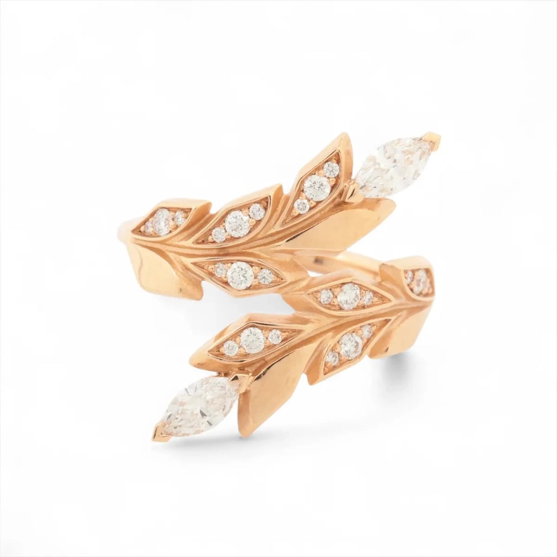 TIFFANY VICTORIA VINE BYPASSING DIAMOND RING 750(PG): Tiffany Victoria Vine bypassing diamond Ring 750(PG) Brand: Tiffany Type/Style: Ring Material: 750(PG), Main Stone/Creation Natural Color: PG Size: 5.75 - 6 US Accessories: None Accessories Notice: