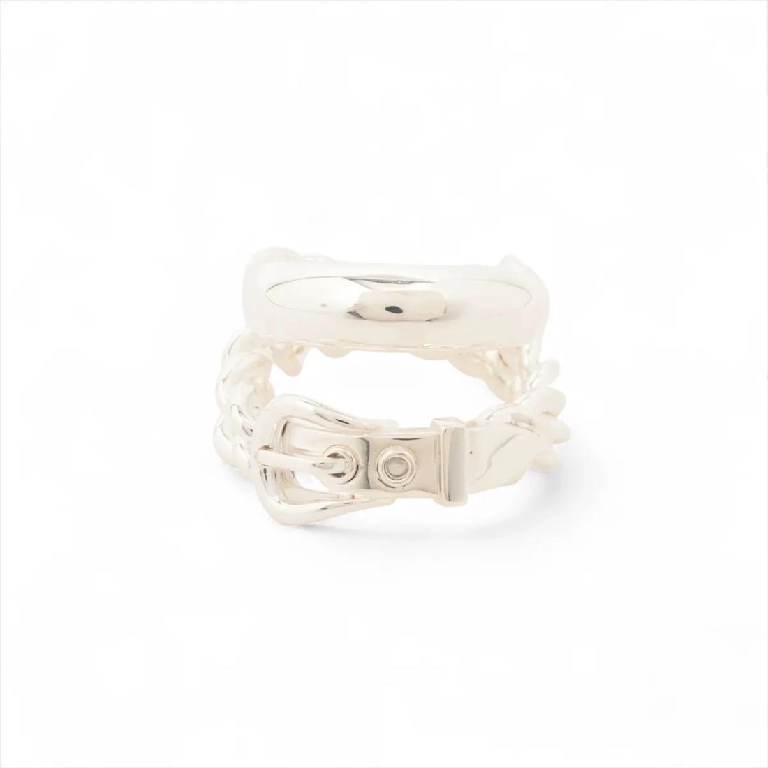 HERMES BOOKLE SERIE UNFLEXIBL RING: Hermes Bookle Serie Unflexibl Ring Brand: Hermes Type/Style: Ring Material: 925, Color: Silver Size: 5.25 US Accessories: None Accessories Notice: When purchasing pre-owned goods, please refer to the