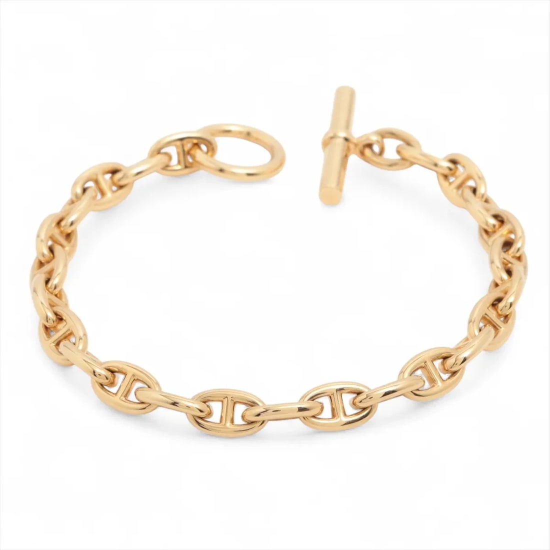 HERMES CHAINE D'ANCRE TPM BRACELET 750(YG): Hermes CHAINE d'Ancre TPM Bracelet 750(YG) Brand: Hermes Type/Style: Bracelet Material: 750(YG), Color: YG Size: (CM) Bracelet length:17.3 Accessories: None Accessories Notice: When purchasing