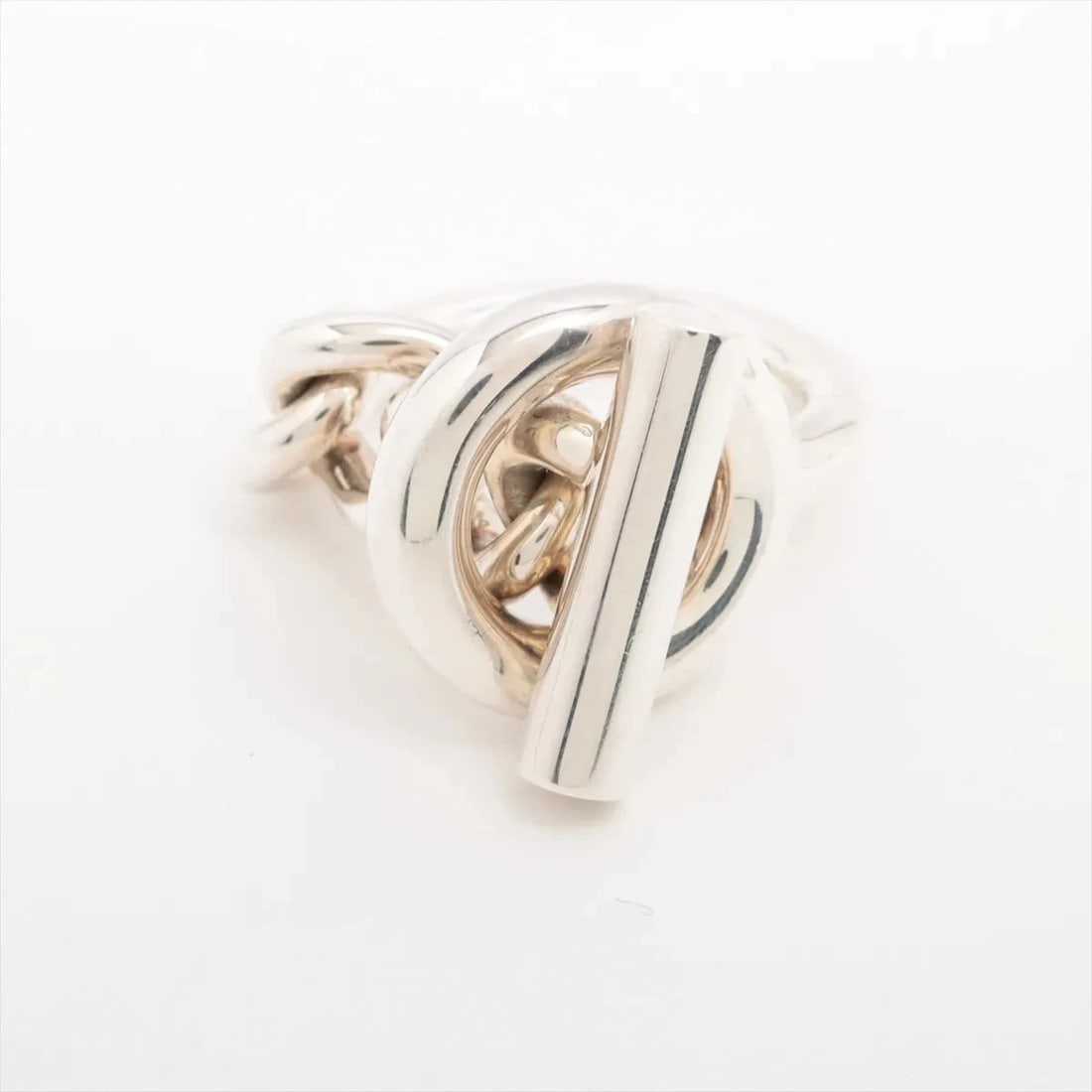 HERMES CROISET RING: Hermes Croiset Ring Brand: Hermes Type/Style: Ring Material: 925, Color: Silver Size: 5.5 - 5.75 US Accessories: None Accessories Notice: When purchasing pre-owned goods, please refer to the photos