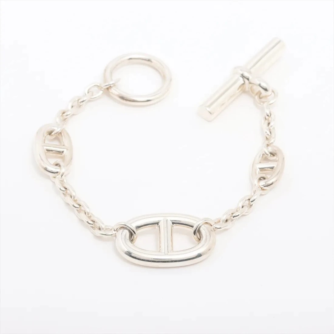 HERMES CHAINE D'ANCRE FARANDOLE BRACELET 925 SILVER: Hermes CHAINE d'Ancre Farandole Bracelet 925 Silver Brand: Hermes Type/Style: Bracelet Material: 925, Color: Silver Size: (CM) Bracelet length:13.5 Accessories: None Accessories Notice: When
