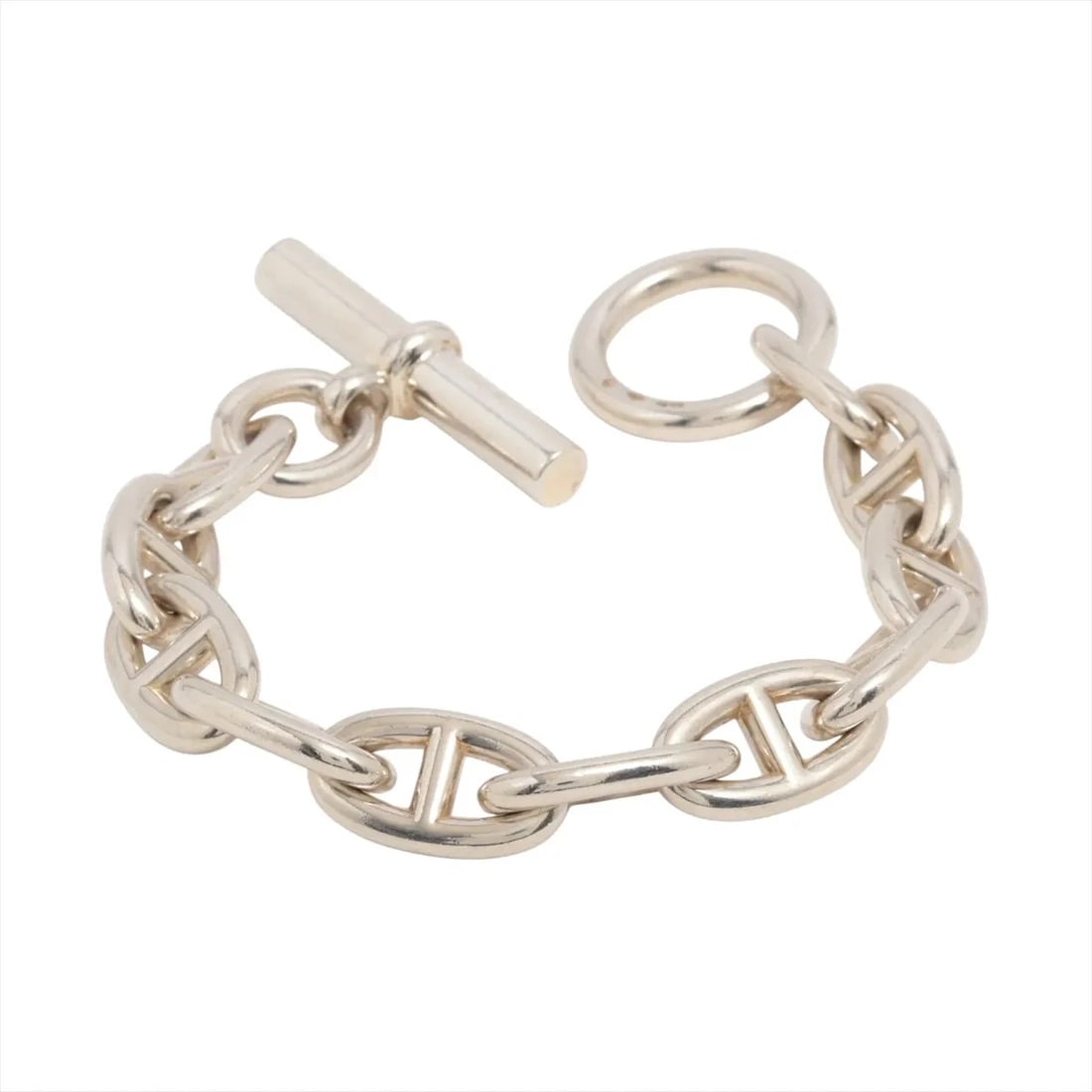 HERMES CHAINE D'ANCRE GM BRACELET: Hermes CHAINE d'Ancre GM Bracelet Brand: Hermes Type/Style: Bracelet Material: 925, Color: Silver Size: (CM) Bracelet length:14.5 Accessories: None Accessories Notice: When purchasing pre-owned