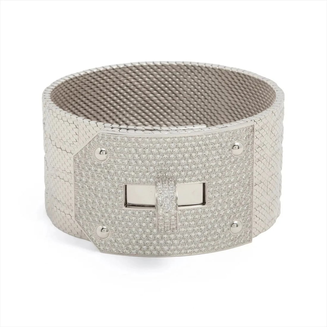 HERMES DIAMOND BRACELET 750(WG): Hermes diamond Bracelet 750(WG) Brand: Hermes Type/Style: Bracelet Material: 750(WG), Main Stone/Creation Natural Color: WG Size: (CM) Bracelet length:15.6 Accessories: None Accessories Notice: When