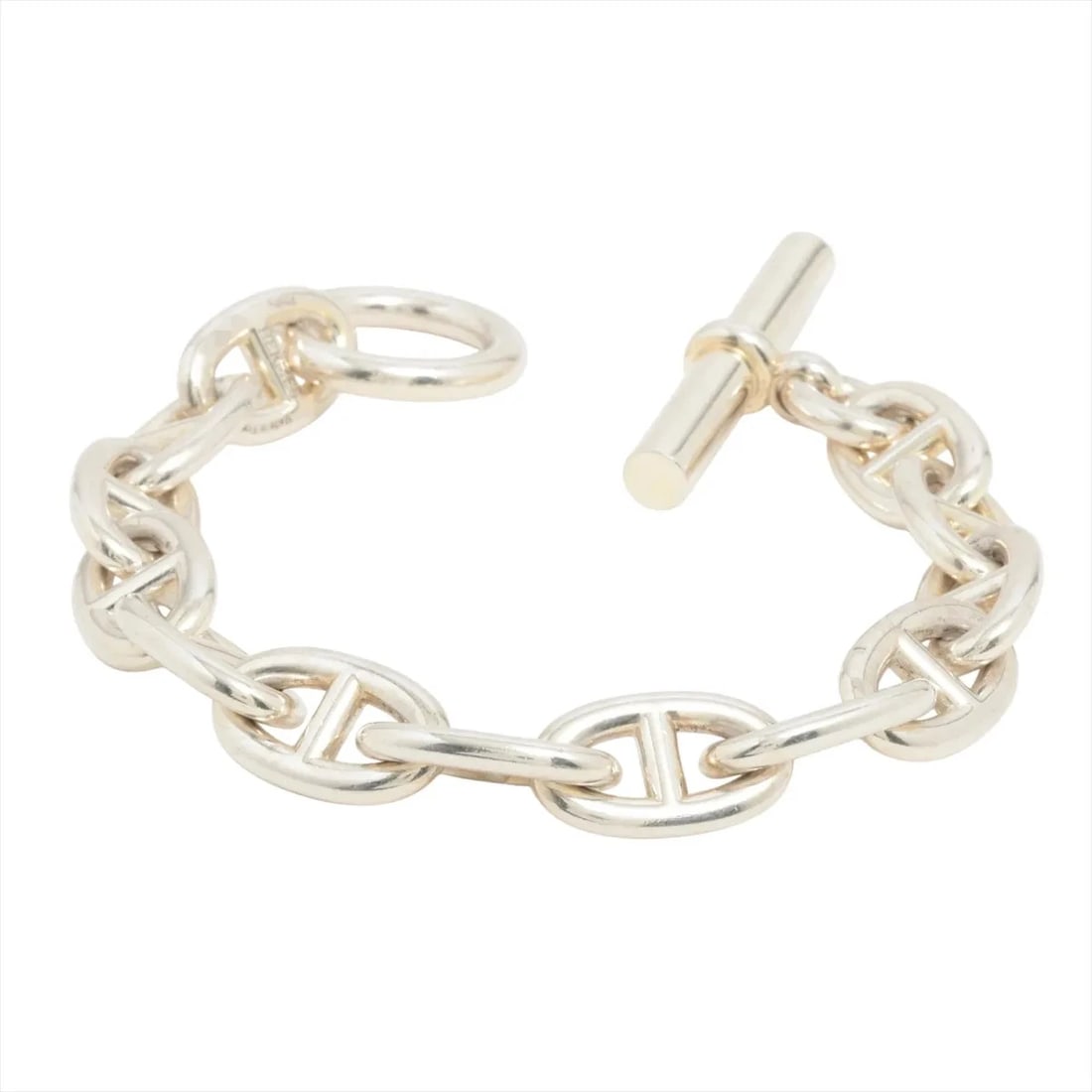 HERMES CHAINE D'ANCRE TGM BRACELET 13 LINKS 925 SILVER: Hermes CHAINE d'Ancre TGM Bracelet 13 Links 925 Silver Brand: Hermes Type/Style: Bracelet Material: 925, Color: Silver Size: (CM) Bracelet length:19 Accessories: None Accessories Notice: When