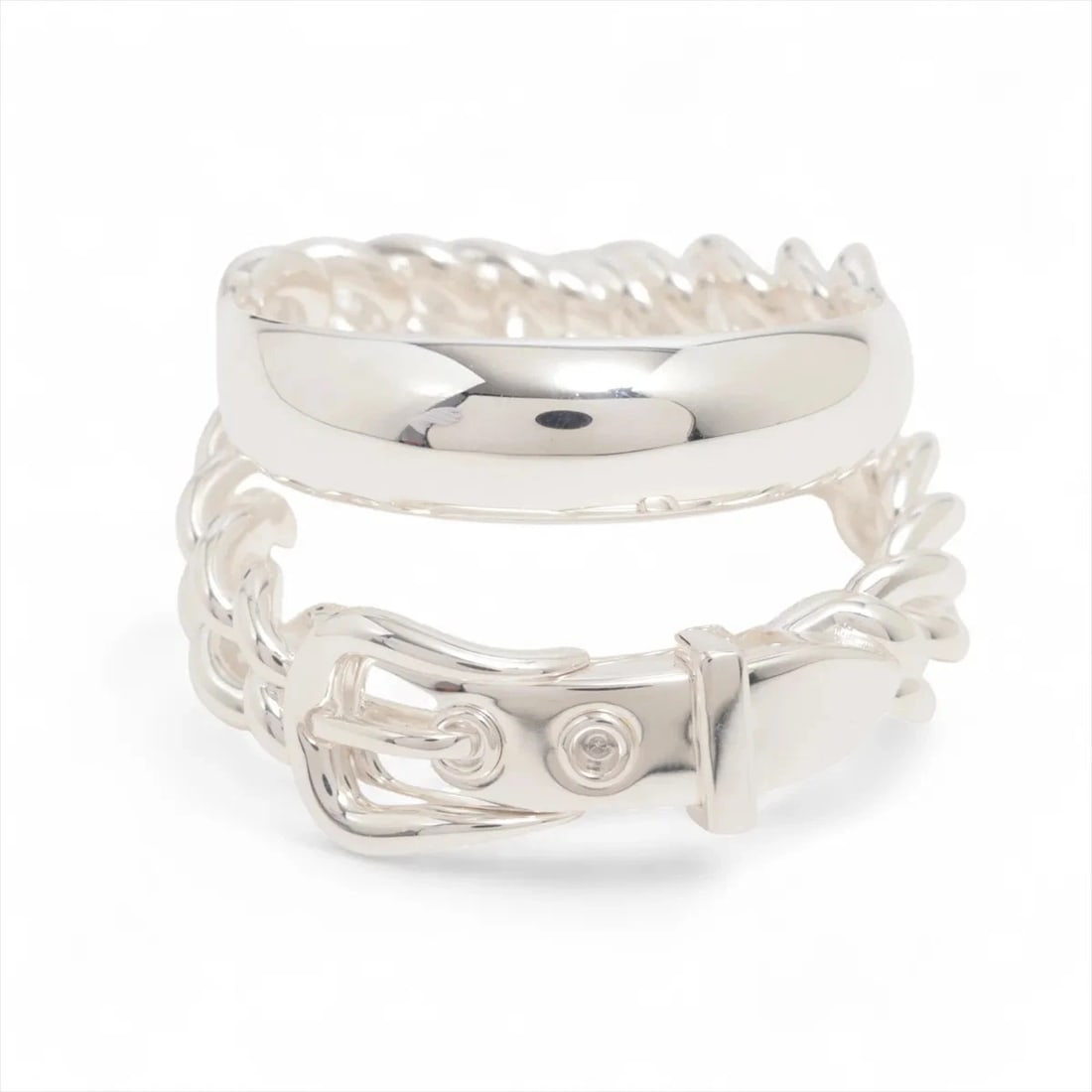 HERMES BOUCLES SERIE UNFLEXIBLES RING SILVER: Hermes Boucles Serie unflexibles Ring Silver Brand: Hermes Type/Style: Ring Material: 925, Color: Silver Size: 9 US Accessories: None Accessories Notice: When purchasing pre-owned goods, p