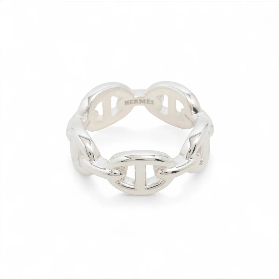 HERMES CHAINE D'ANCRE ENCHAINEE RING 925 SILVER: Hermes CHAINE d'Ancre Enchainee Ring 925 Silver Brand: Hermes Type/Style: Ring Material: 925, Color: Silver Size: 5.25 US Accessories: None Accessories Notice: When purchasing pre-owned goods, please