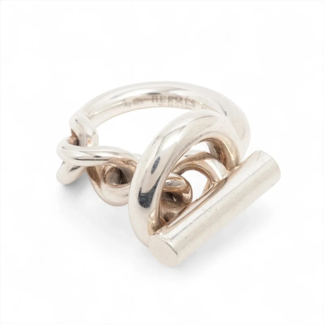 HERMES CROISET RING 925 SILVER: Hermes Croiset Ring 925 Silver Brand: Hermes Type/Style: Ring Material: 925, Color: Silver Size: 4.5 US Accessories: None Accessories Notice: When purchasing pre-owned goods, please refer