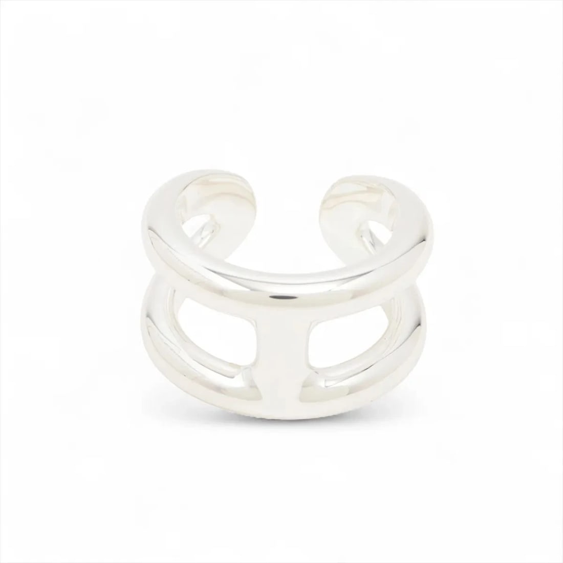 HERMES OSMOZ PM RING 925 SILVER: Hermes Osmoz PM Ring 925 Silver Brand: Hermes Type/Style: Ring Material: 925, Color: Silver Size: 6.75 - 7 US Accessories: None Accessories Notice: When purchasing pre-owned goods, please
