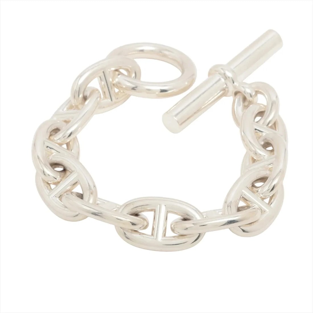 HERMES CHAINE D'ANCRE TGM BRACELET 10 FRAMES 925 SILVER: Hermes CHAINE d'Ancre TGM Bracelet 10 frames 925 Silver Brand: Hermes Type/Style: Bracelet Material: 925, Color: Silver Size: (CM) Bracelet length:14 Accessories: None Accessories Notice: When