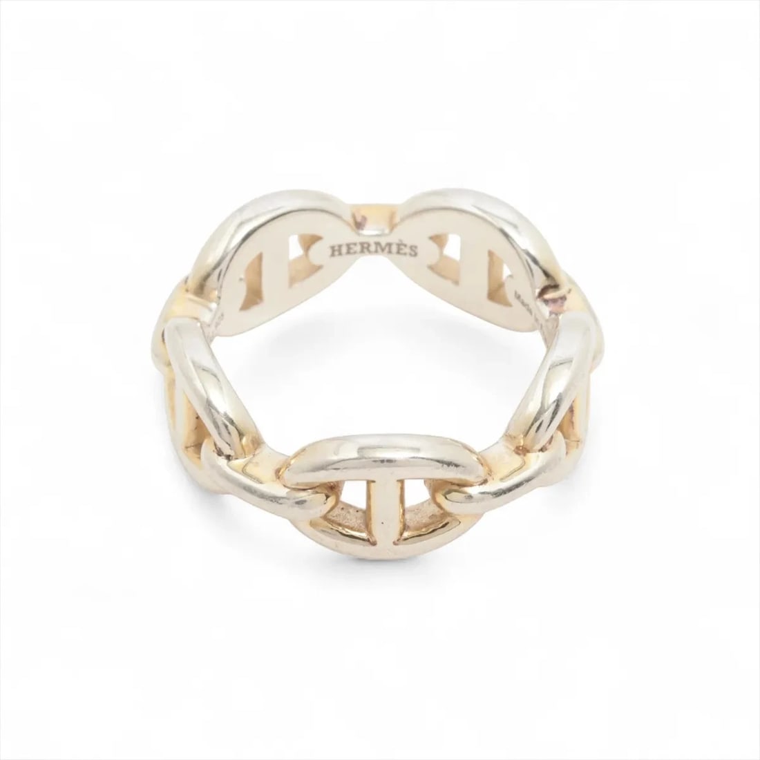 HERMES CHAINE D'ANCRE ENCHAINEE RING 925 SILVER: Hermes CHAINE d'Ancre Enchainee Ring 925 Silver Brand: Hermes Type/Style: Ring Material: 925, Color: Silver Size: 6.25 - 6.5 US Accessories: None Accessories Notice: When purchasing pre-ow