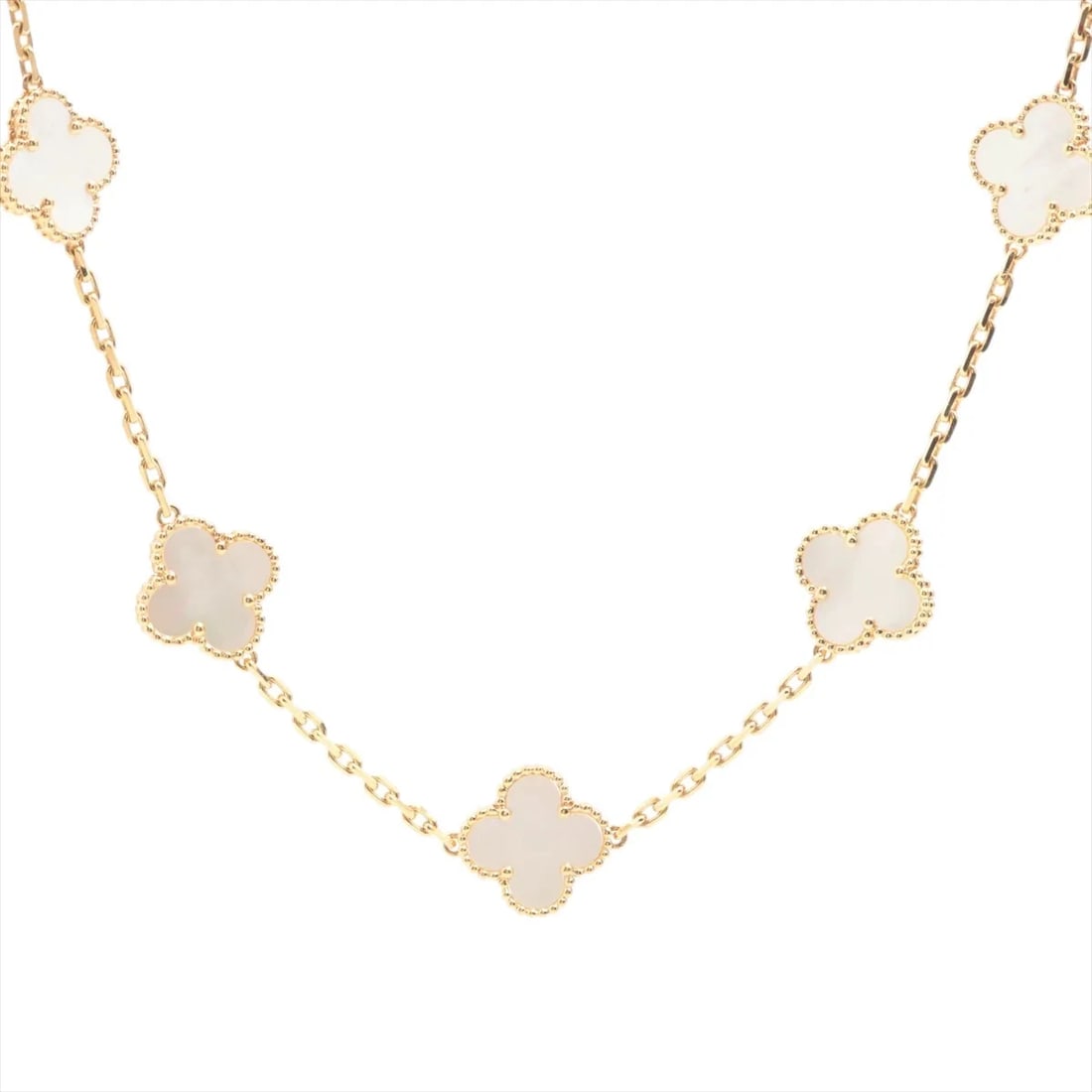 VAN CLEEF & ARPELS ALHAMBRA 10P NECKLACE 750(YG): Van Cleef & Arpels Alhambra 10P Necklace 750(YG) Brand: Van Cleef & Arpels Type/Style: Necklace Material: 750(YG), Color: YG Size: (CM) Chain length:42.2 Accessories: None Accessories Notice: When