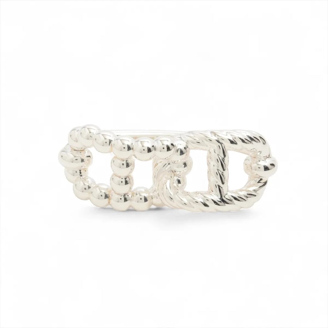 HERMES CHAINE D'ANCRE ALEA II DOUBLE PM RING: Hermes CHAINE d'Ancre Alea II double PM Ring Brand: Hermes Type/Style: Ring Material: 925, Color: Silver Size: 6 US Accessories: None Accessories Notice: When purchasing pre-owned goods, please refer