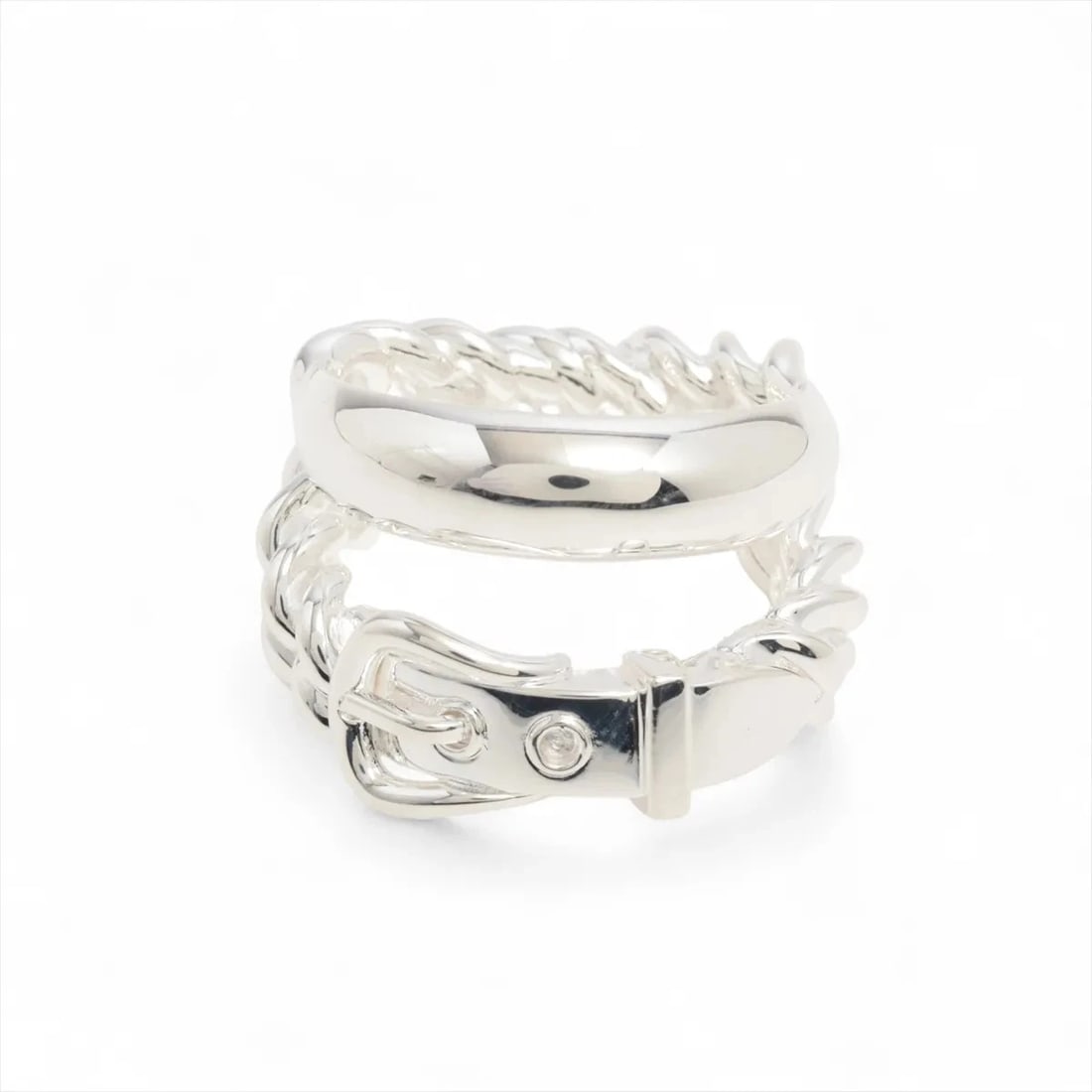 HERMES BOUCLES SERIE UNFLEXIBLES RING: Hermes Boucles Serie unflexibles Ring Brand: Hermes Type/Style: Ring Material: 925, Color: Silver Size: 7.25 US Accessories: None Accessories Notice: When purchasing pre-owned goods, pleas