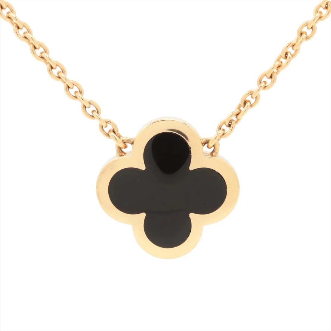 VAN CLEEF & ARPELS PURE ALHAMBRA ONYX NECKLACE 750(YG): Van Cleef & Arpels Pure Alhambra Onyx Necklace 750(YG) Brand: Van Cleef & Arpels Type/Style: Necklace Material: 750(YG), Main Stone/Creation Onyx Color: YG Size: (CM) Chain length:42 Accessories: