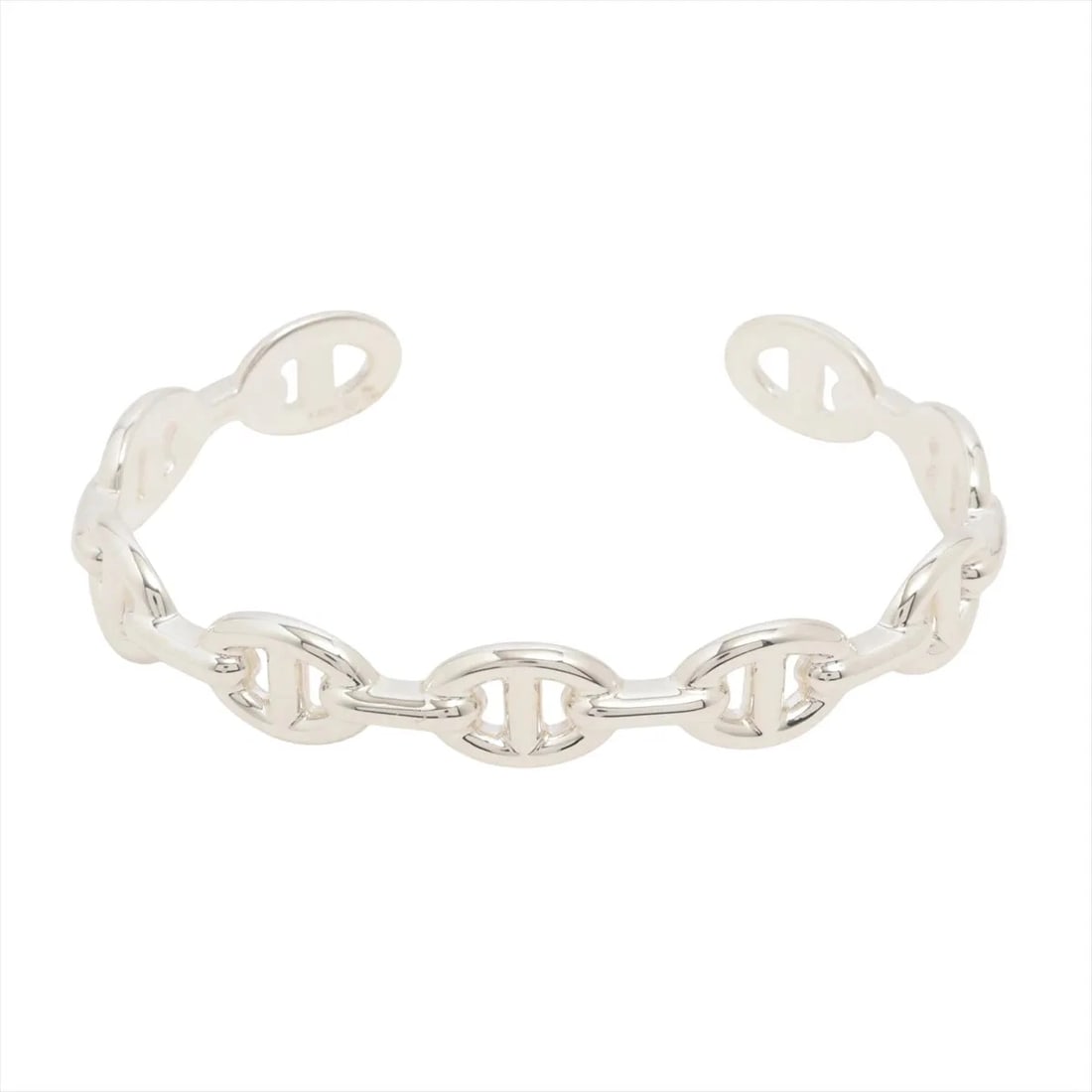 HERMES CHAINE D'ANCRE ENCHAINEE BANGLE: Hermes CHAINE d'Ancre Enchainee Bangle Brand: Hermes Type/Style: Bracelet Material: 925, Color: Silver Size: (CM) Bracelet length:16 Accessories: None Accessories Notice: When purchasing pre-owned