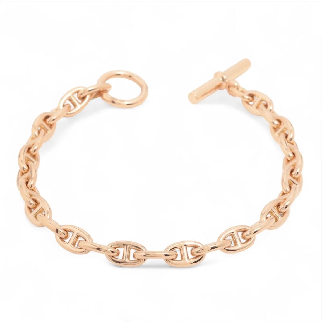 HERMES CHAINE D'ANCRE TPM BRACELET 750(PG): Hermes CHAINE d'Ancre TPM Bracelet 750(PG) Brand: Hermes Type/Style: Bracelet Material: 750(PG), Color: PG Size: (CM) Bracelet length:18.2 Accessories: None Accessories Notice: When purchasing