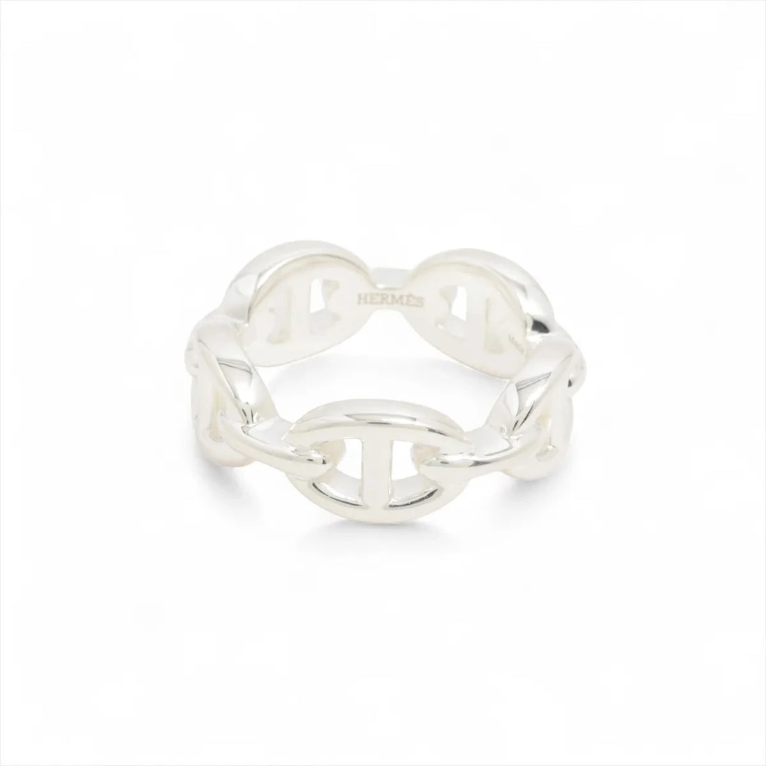HERMES CHAINE D'ANCRE ENCHAINEE RING 925 SILVER: Hermes CHAINE d'Ancre Enchainee Ring 925 Silver Brand: Hermes Type/Style: Ring Material: 925, Color: Silver Size: 5.5 - 5.75 US Accessories: None Accessories Notice: When purchasing pre-owned goods,