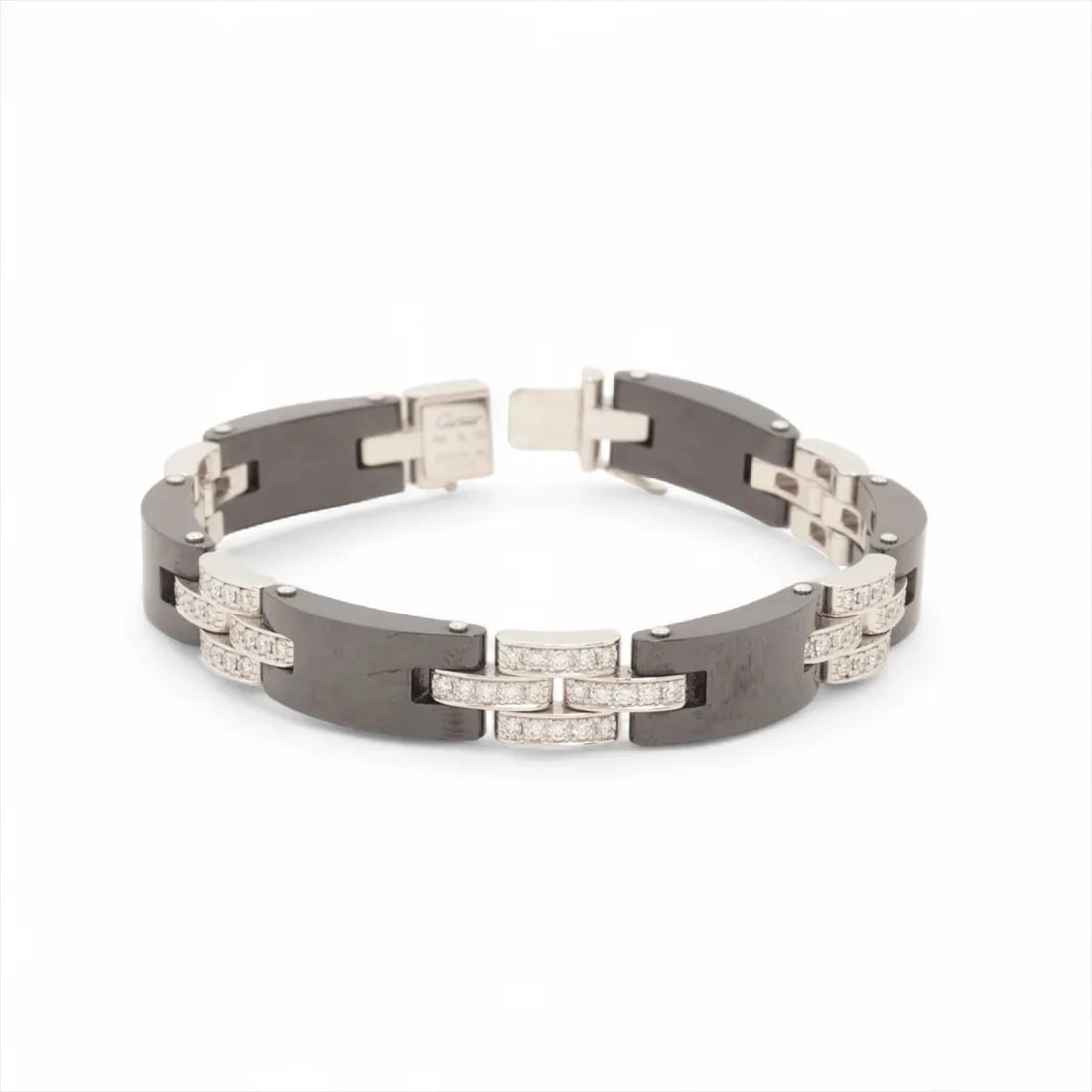 CARTIER MAILLON PANTHERE DIAMOND BRACELET: Cartier Maillon Panthere diamond Bracelet Brand: Cartier Type/Style: Bracelet Material: 750(WG) x Ceramic, Main Stone/Creation Natural Color: (WG) Size: (CM) Bracelet length:17.9 Accessories: None