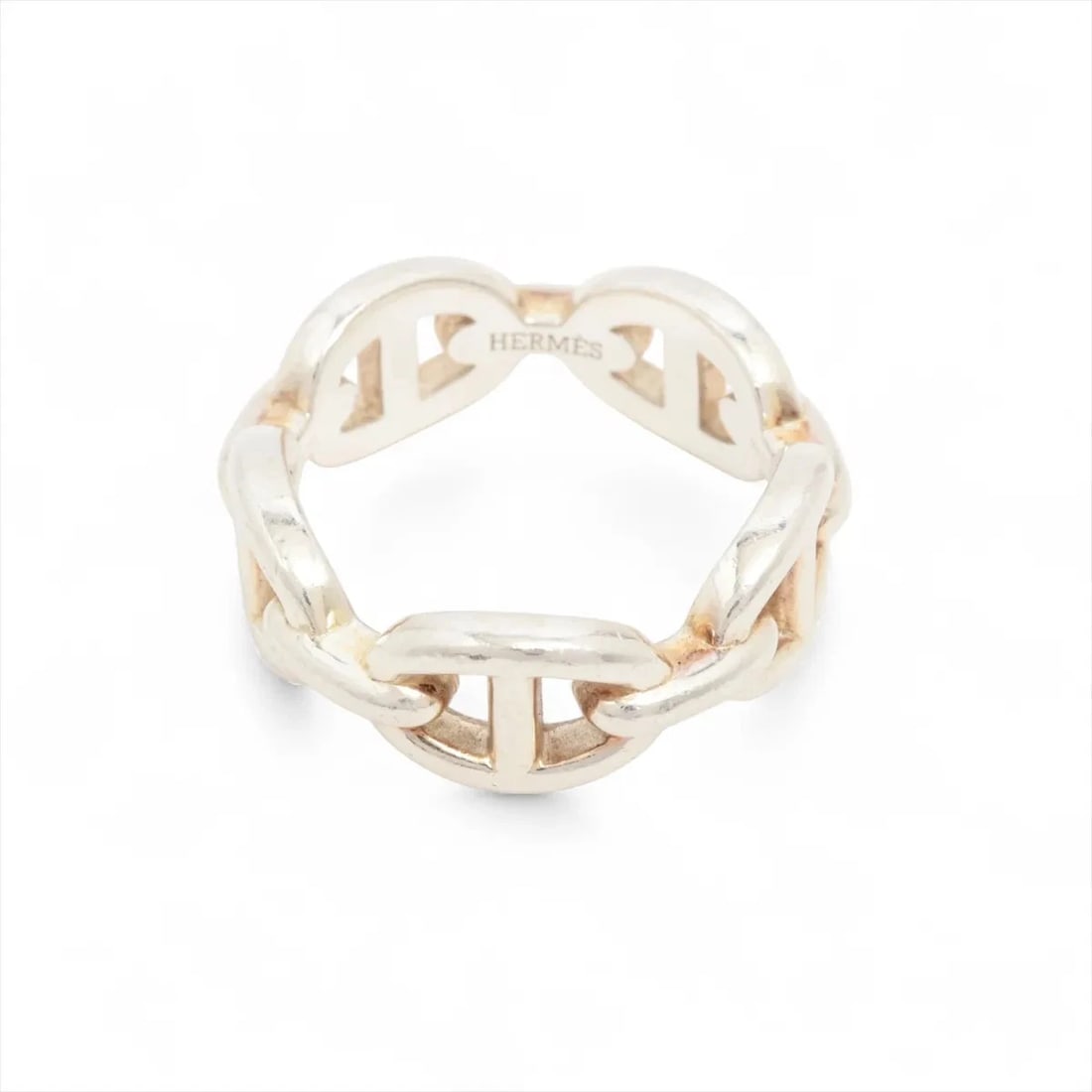 HERMES CHAINE D'ANCRE ENCHAINEE RING 925 SILVER: Hermes CHAINE d'Ancre Enchainee Ring 925 Silver Brand: Hermes Type/Style: Ring Material: 925, Color: Silver Size: 6.25 - 6.5 US Accessories: None Accessories Notice: When purchasing pre-owned goods,