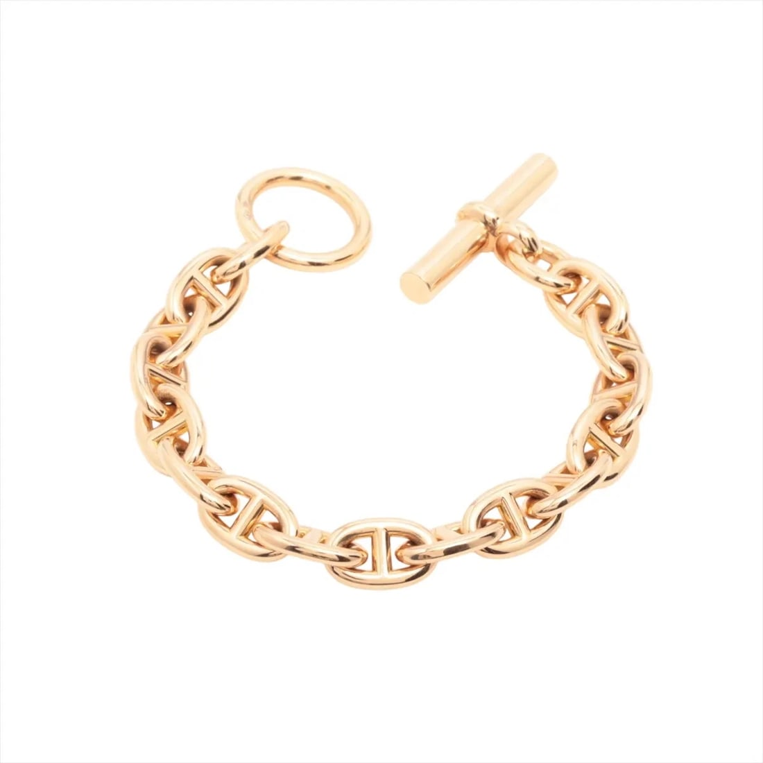 HERMES CHAINE D'ANCRE PM BRACELET 750(PG): Hermes CHAINE d'Ancre PM Bracelet 750(PG) Brand: Hermes Type/Style: Bracelet Material: 750(PG), Color: PG Size: (CM) Bracelet length:16.5 Accessories: None Accessories Notice: When purchasing