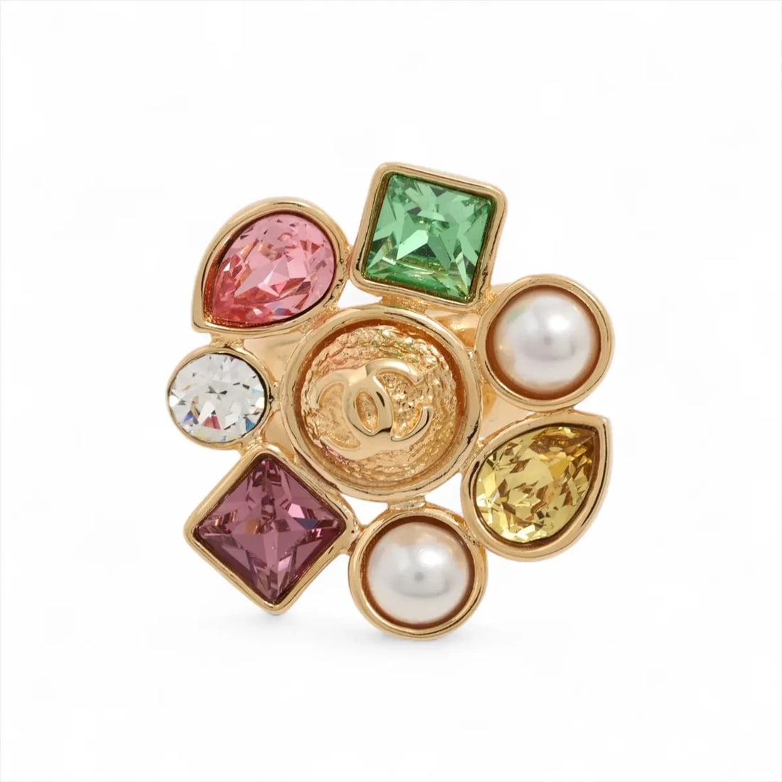 CHANEL COCO MARK RING GP GOLD: Chanel Coco Mark Ring GP Gold Brand: Chanel Type/Style: Ring Material: GP, Color: Gold Size: 6 US Accessories: None Accessories Notice: When purchasing pre-owned goods, please refer to the photos of