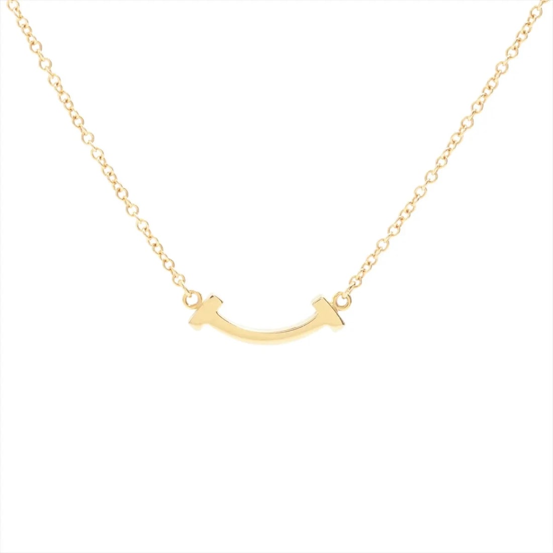 TIFFANY T SMILE MINI NECKLACE 750(YG): Tiffany T Smile Mini Necklace 750(YG) Brand: Tiffany Type/Style: Necklace Material: 750(YG), Color: YG Size: (CM) Chain length:46.2 Accessories: None Accessories Notice: When purchasing pre-owned