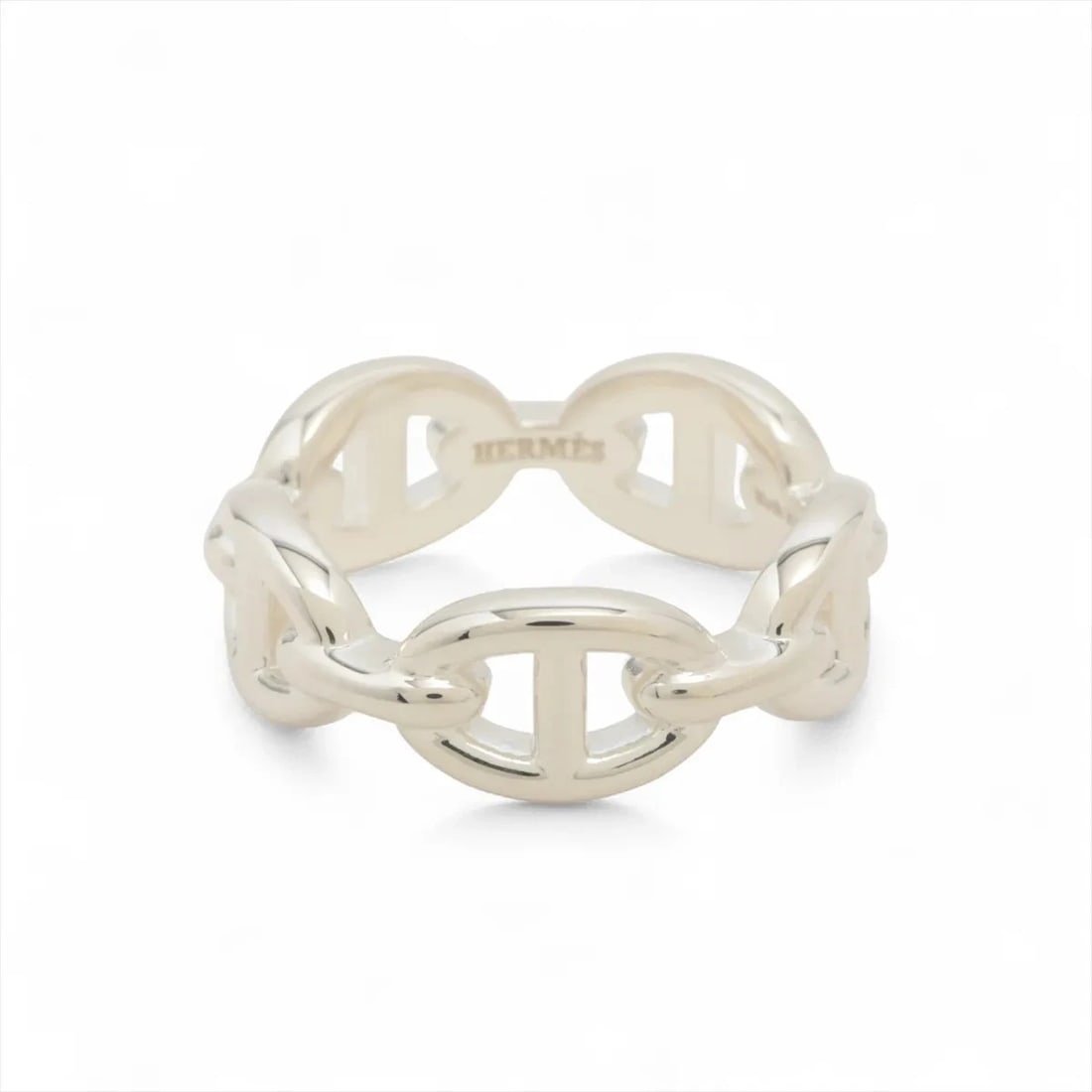 HERMES CHAINE D'ANCRE ENCHAINEE RING: Hermes CHAINE d'Ancre Enchainee Ring Brand: Hermes Type/Style: Ring Material: 925, Color: Silver Size: 6.25 - 6.5 US Accessories: None Accessories Notice: When purchasing pre-owned goods, please