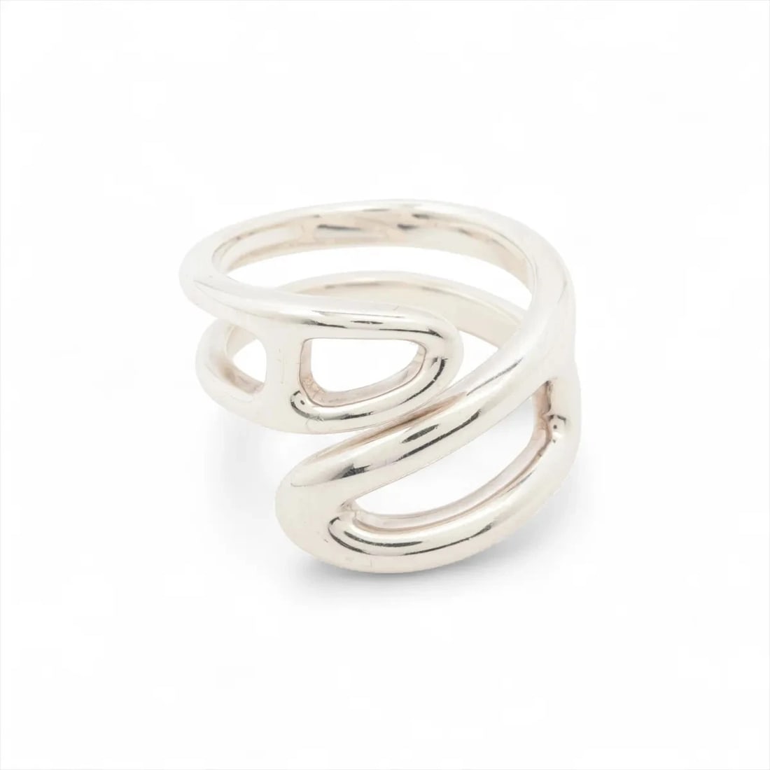 HERMES CHAINE D'ANCRE TWIST RING 925 SILVER: Hermes CHAINE d'Ancre Twist Ring 925 Silver Brand: Hermes Type/Style: Ring Material: 925, Color: Silver Size: 6 US Accessories: None Accessories Notice: When purchasing pre-owned goods, pl