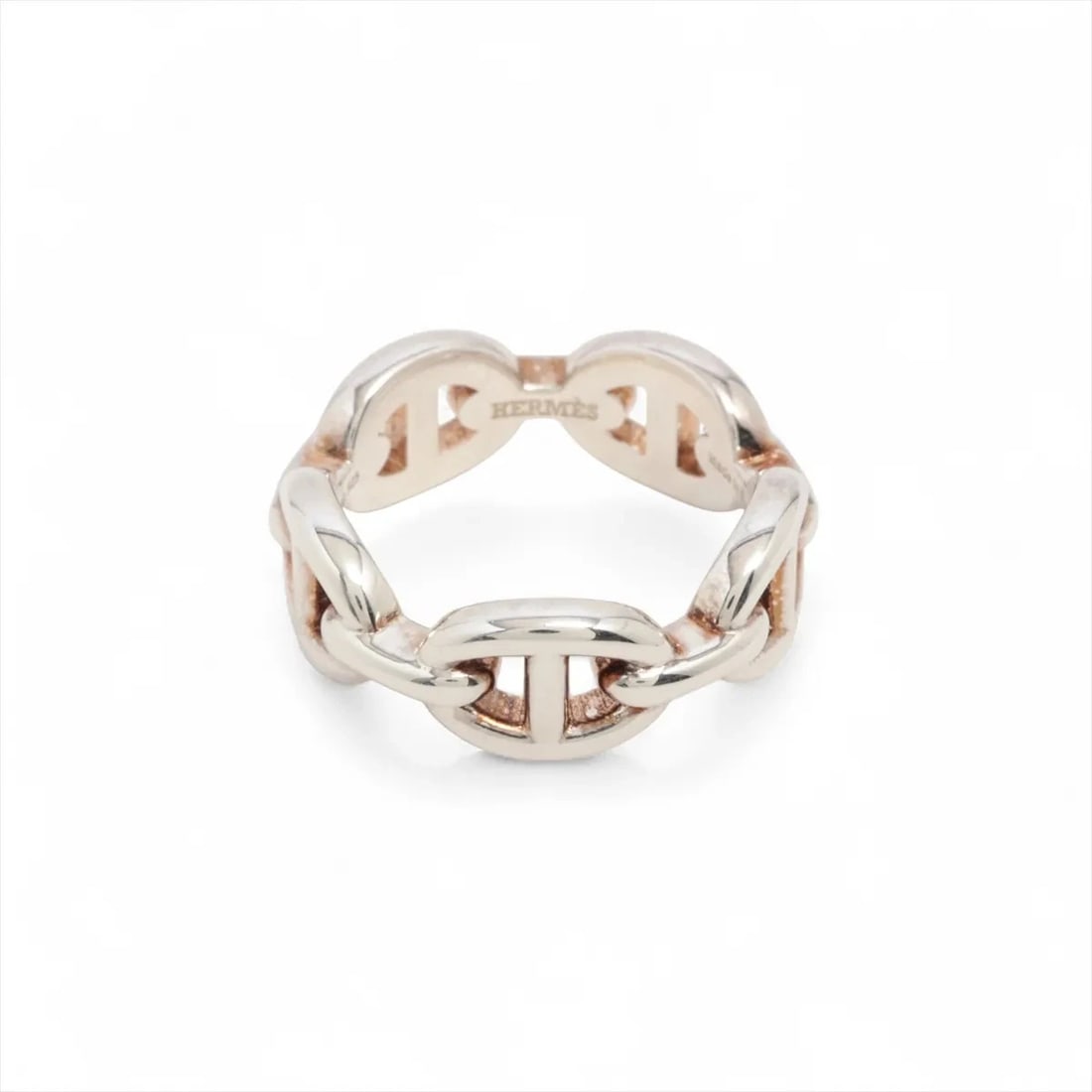 HERMES CHAINE D'ANCRE ENCHAINEE RING 925 SILVER: Hermes CHAINE d'Ancre Enchainee Ring 925 Silver Brand: Hermes Type/Style: Ring Material: 925, Color: Silver Size: 5.25 US Accessories: None Accessories Notice: When purchasing pre-owned go