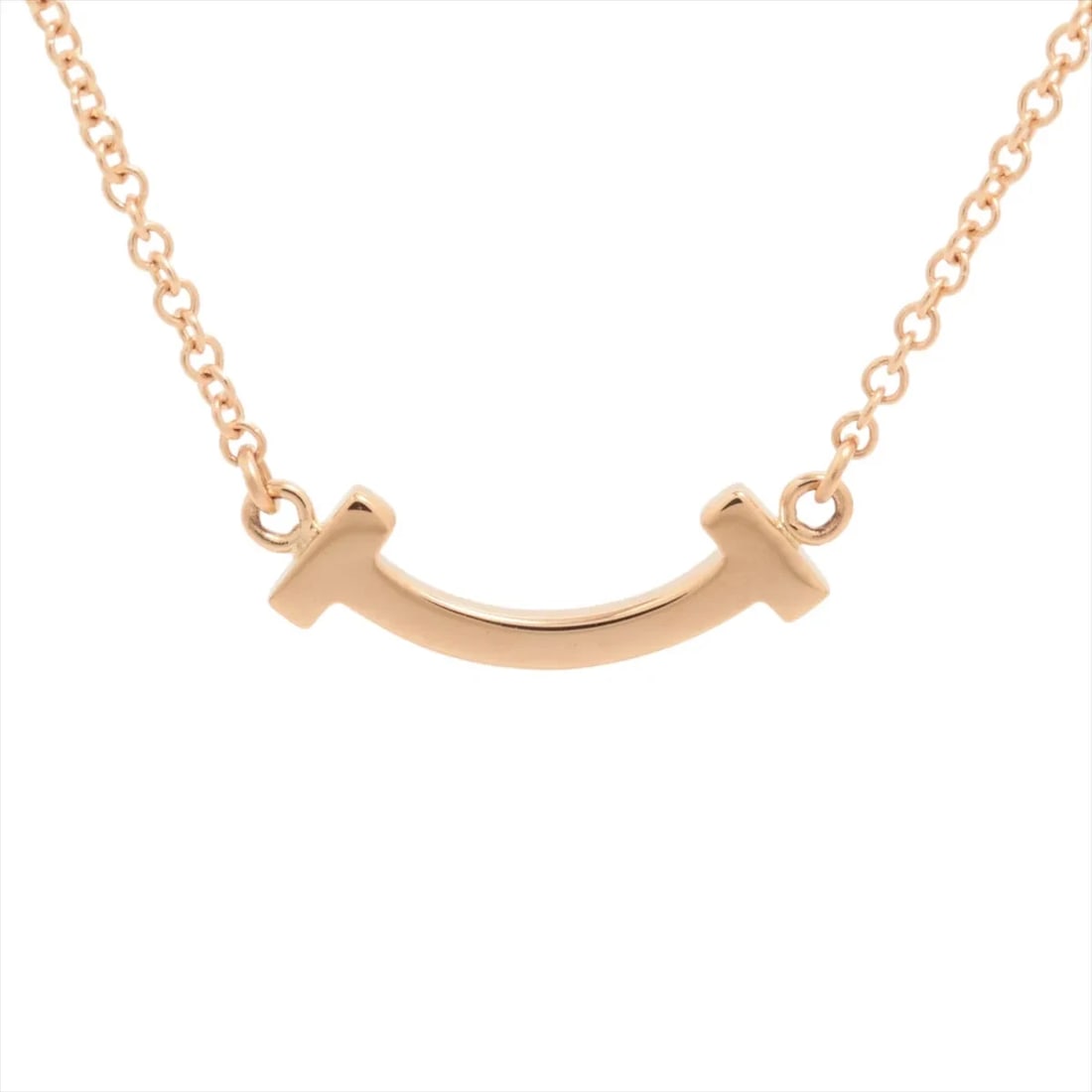 TIFFANY T SMILE MINI NECKLACE 750(PG): Tiffany T Smile Mini Necklace 750(PG) Brand: Tiffany Type/Style: Necklace Material: 750(PG), Color: PG Size: (CM) Chain length:46.2 Accessories: None Accessories Notice: When purchasing pre-owned