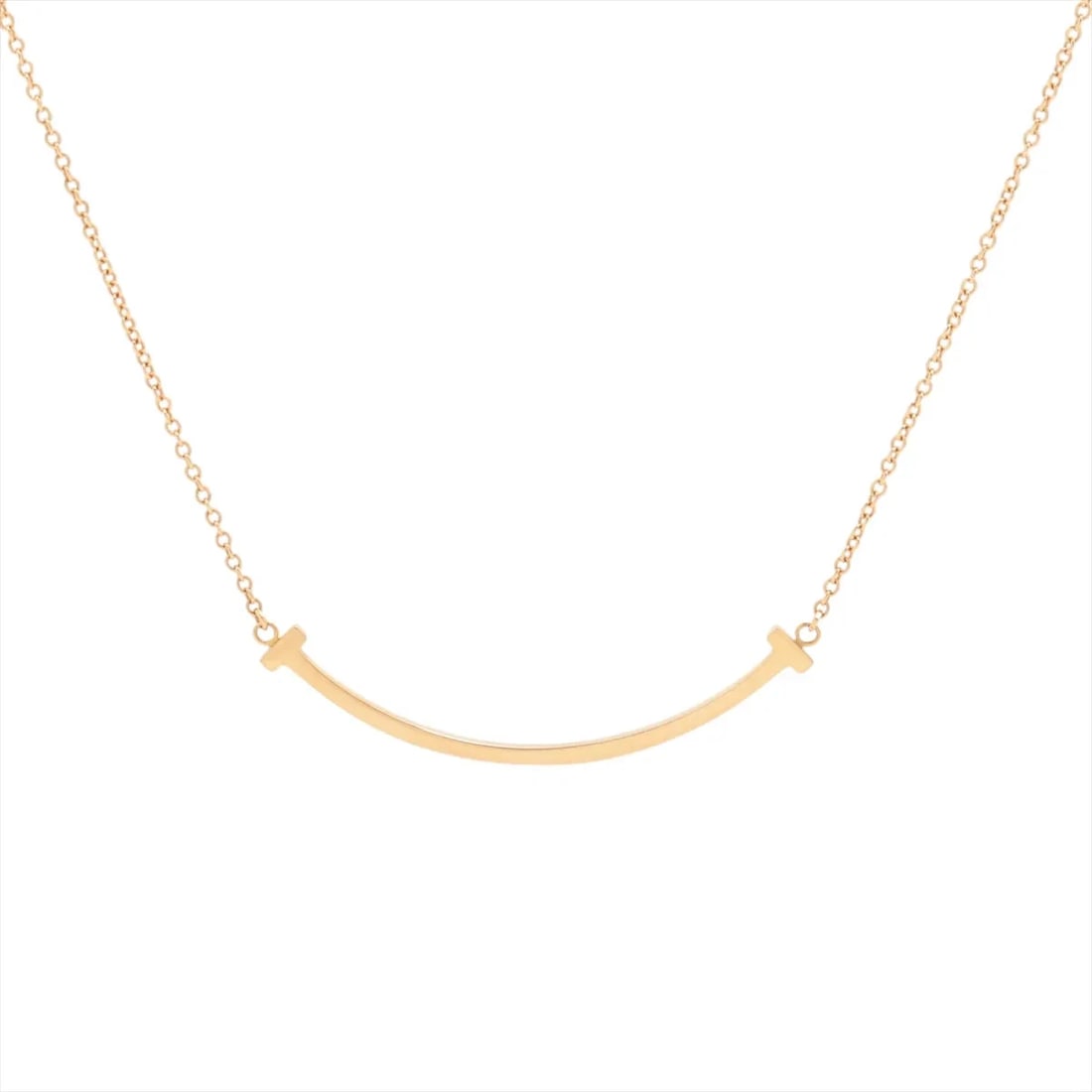 TIFFANY T SMILE SMALL NECKLACE 750(PG): Tiffany T Smile Small Necklace 750(PG) Brand: Tiffany Type/Style: Necklace Material: 750(PG), Color: PG Size: (CM) Chain length:46.7 Accessories: None Accessories Notice: When purchasing pre-owned
