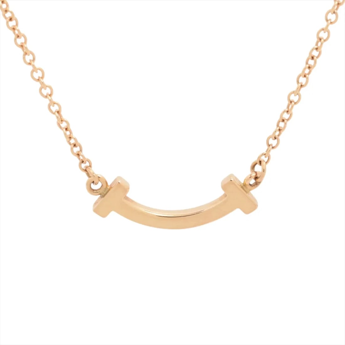 TIFFANY T SMILE MINI NECKLACE 750(PG): Tiffany T Smile Mini Necklace 750(PG) Brand: Tiffany Type/Style: Necklace Material: 750(PG), Color: PG Size: (CM) Chain length:40.8 Accessories: None Accessories Notice: When purchasing pre-owned