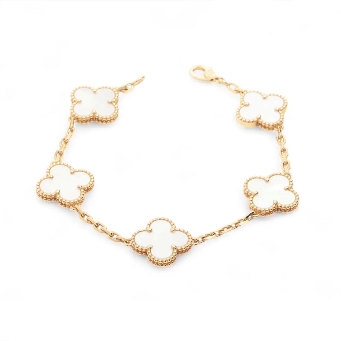 VAN CLEEF & ARPELS ALHAMBRA 5P BRACELET 750(YG): Van Cleef & Arpels Alhambra 5P Bracelet 750(YG) Brand: Van Cleef & Arpels Type/Style: Bracelet Material: 750(YG), Color: YG Size: (CM) Bracelet length:17.5 Accessories: None Accessories Notice: When