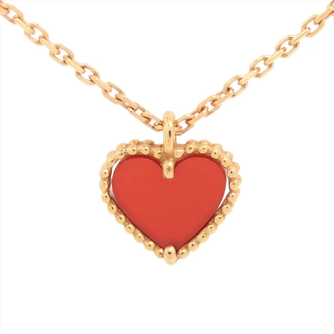 VAN CLEEF & ARPELS SWEET ALHAMBRA HEARTS CARNELIAN NECKLACE 750(PG): Van Cleef & Arpels Sweet Alhambra hearts Carnelian Necklace 750(PG) Brand: Van Cleef & Arpels Type/Style: Necklace Material: 750(PG), Color: PG Size: (CM) Chain length:40.3 Accessories: None