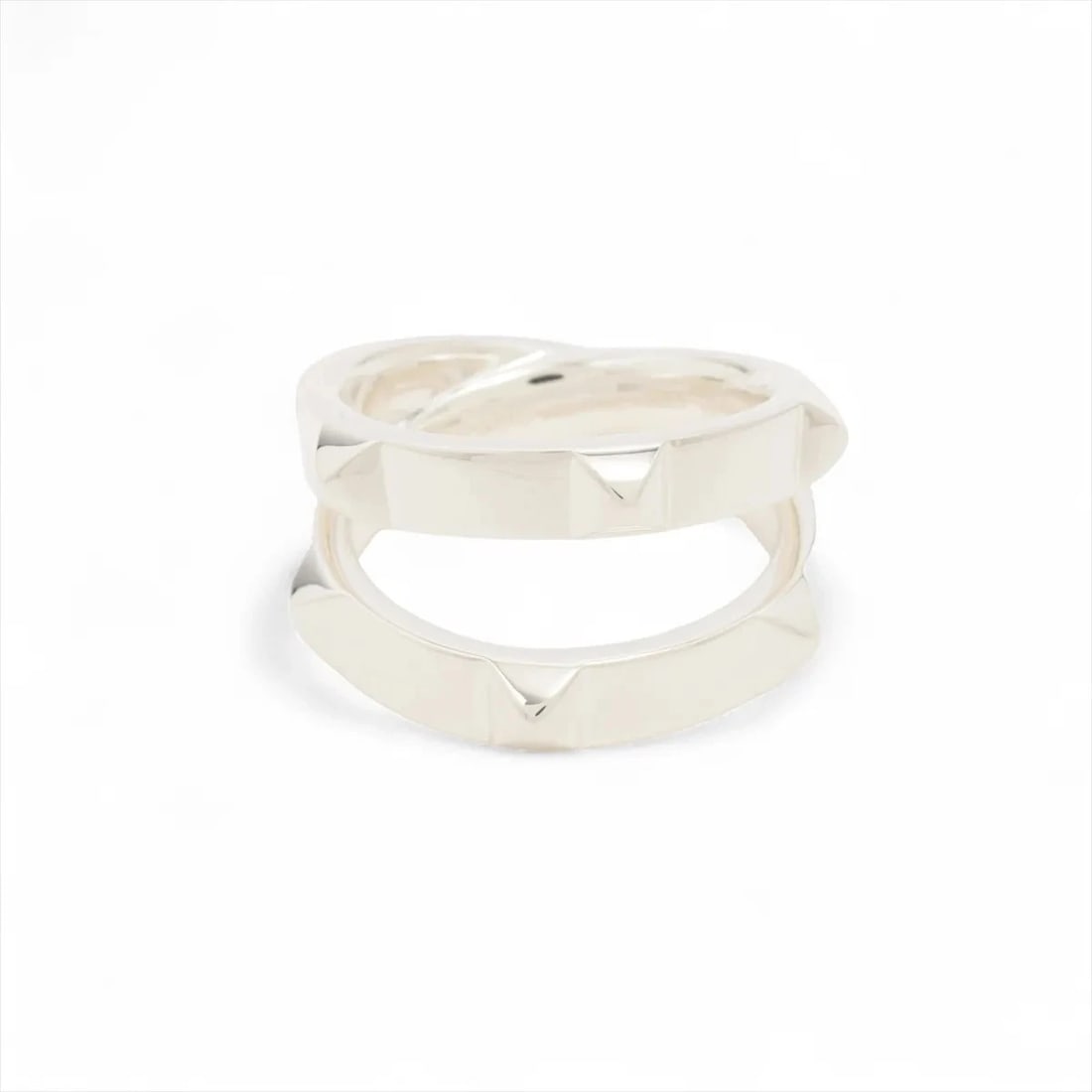 HERMES MINI CREW DOUBLE RING 925 SILVER: Hermes mini crew double Ring 925 Silver Brand: Hermes Type/Style: Ring Material: 925, Color: Silver Size: 6.75 - 7 US Accessories: None Accessories Notice: When purchasing pre-owned goods,