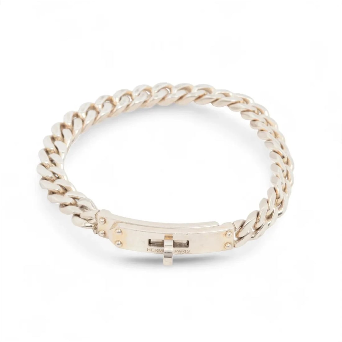 HERMES KELLY GRUMMET TPM BRACELET ST 925 SILVER: Hermes Kelly Grummet TPM Bracelet ST 925 Silver Brand: Hermes Type/Style: Bracelet Material: 925, Color: Silver Size: (CM) Bracelet length:15 Accessories: None Accessories Notice: When purchasing