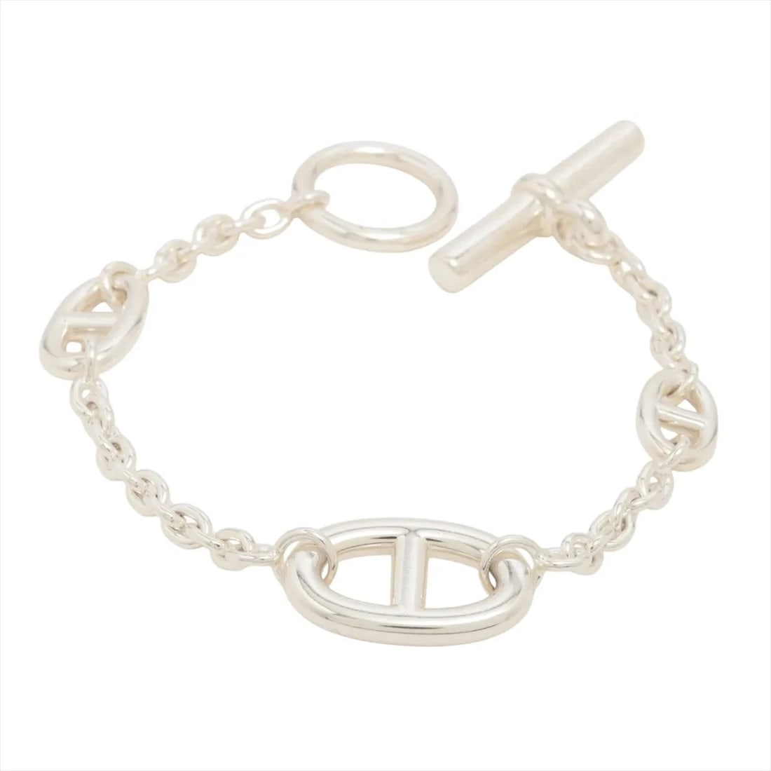 HERMES CHAINE D'ANCRE FARANDOLE BRACELET LG 925 SILVER: Hermes CHAINE d'Ancre Farandole Bracelet LG 925 Silver Brand: Hermes Type/Style: Bracelet Material: 925, Color: Silver Size: (CM) Bracelet length:15.5 Accessories: None Accessories Notice: When