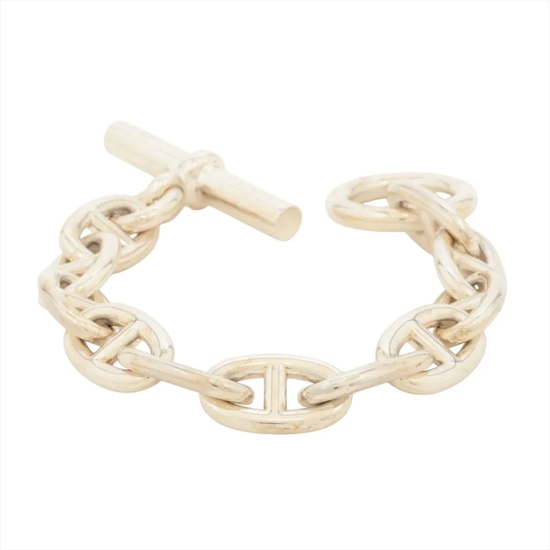 HERMES CHAINE D'ANCRE TGM BRACELET 11 FRAMES 925: Hermes CHAINE d'Ancre TGM Bracelet 11 frames 925 Brand: Hermes Type/Style: Bracelet Material: 925, Color: Silver Size: (CM) Bracelet length:17 Accessories: None Accessories Notice: When purchasing