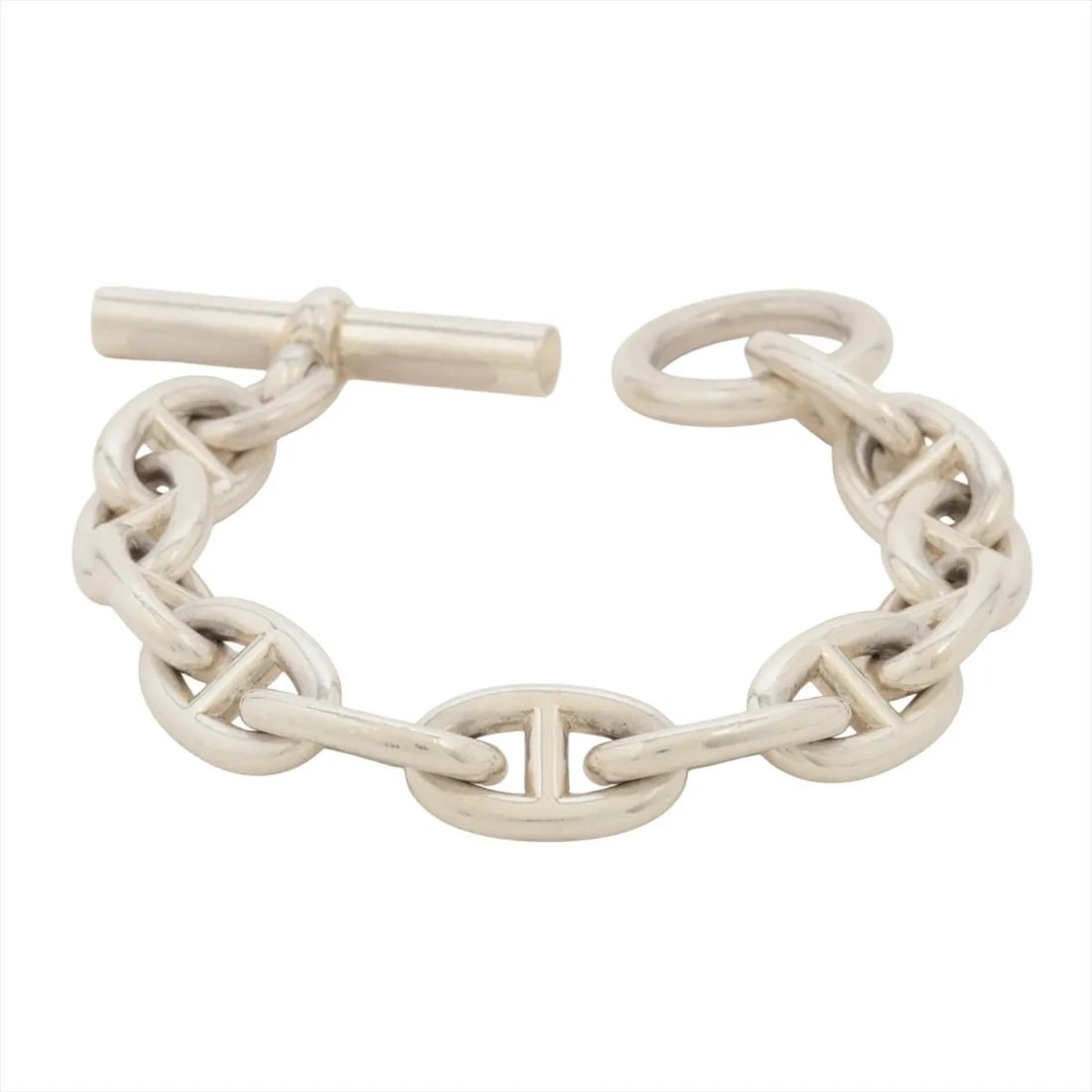 HERMES CHAINE D'ANCRE TGM BRACELET 12 FRAMES 925: Hermes CHAINE d'Ancre TGM Bracelet 12 frames 925 Brand: Hermes Type/Style: Bracelet Material: 925, Color: Silver Size: (CM) Bracelet length:17.5 Accessories: None Accessories Notice: When purchasing