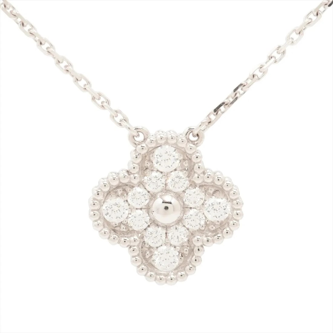VAN CLEEF & ARPELS ALHAMBRA DIAMOND NECKLACE 750(WG): Van Cleef & Arpels Alhambra diamond Necklace 750(WG) Brand: Van Cleef & Arpels Type/Style: Necklace Material: 750(WG), Main Stone/Creation Natural Color: WG Size: (CM) Chain length:42 Accessories: