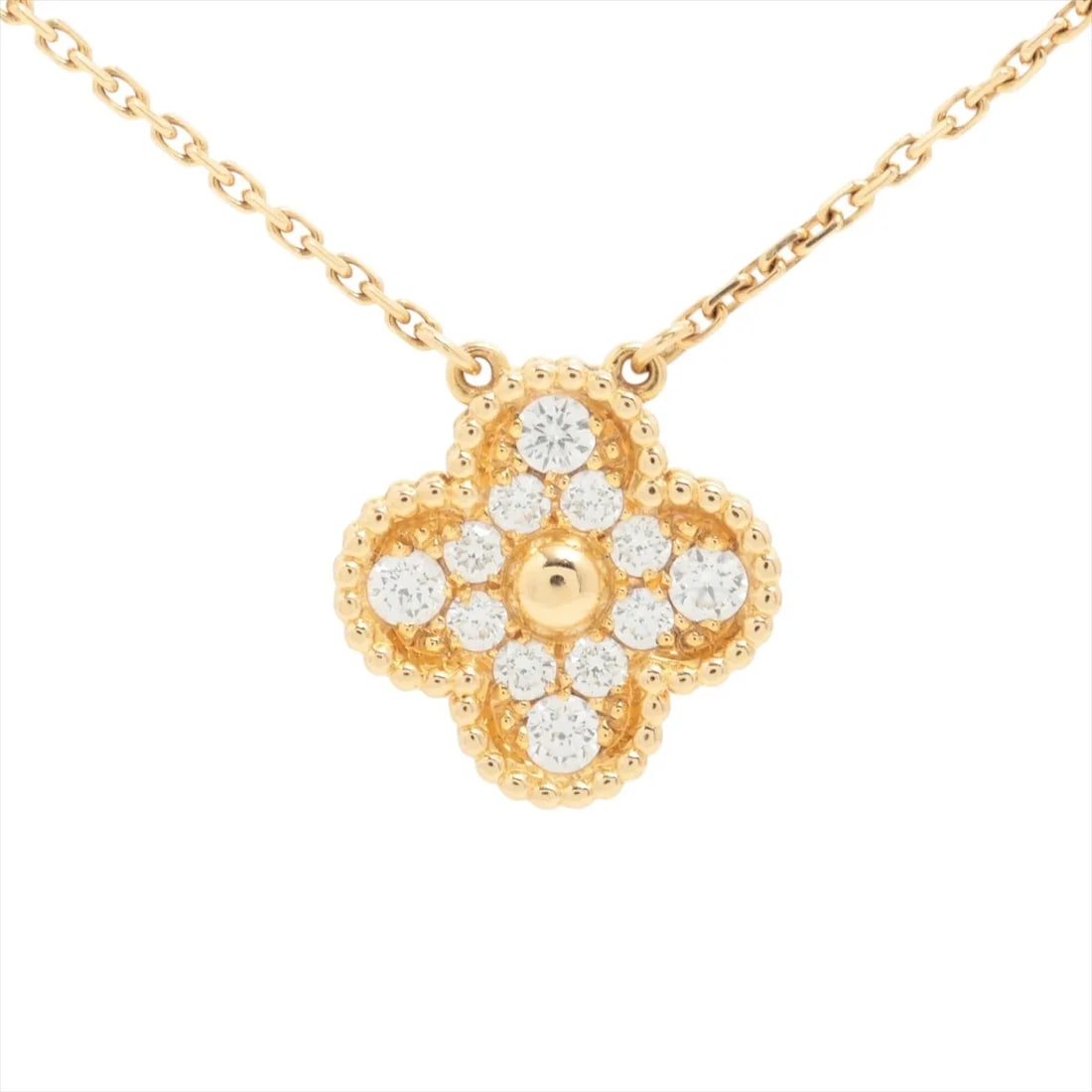 VAN CLEEF & ARPELS ALHAMBRA DIAMOND NECKLACE 750(YG): Van Cleef & Arpels Alhambra diamond Necklace 750(YG) Brand: Van Cleef & Arpels Type/Style: Necklace Material: 750(YG), Main Stone/Creation Natural Color: YG Size: (CM) Chain length:42.5 Accessorie