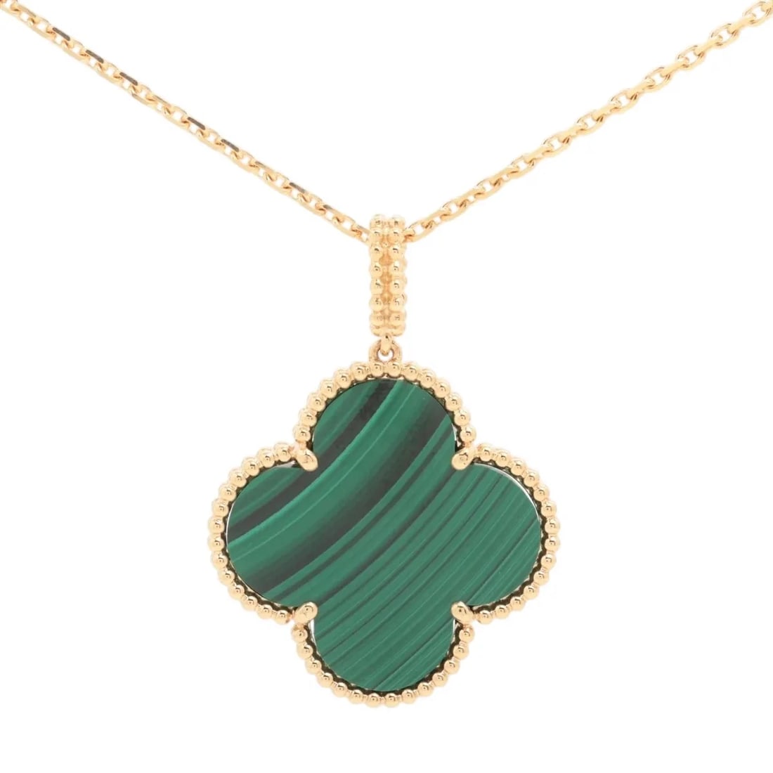 VAN CLEEF & ARPELS MAGIC ALHAMBRA LONG MALACHITE NECKLACE 750(YG): Van Cleef & Arpels Magic Alhambra Long Malachite Necklace 750(YG) Brand: Van Cleef & Arpels Type/Style: Necklace Material: 750(YG), Color: YG Size: (CM) Chain length:90.6 Accessories: None