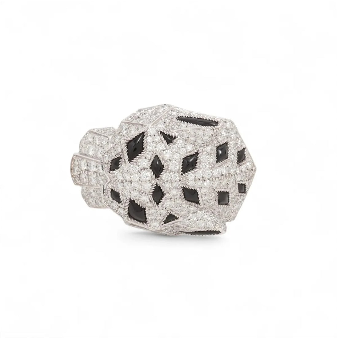 CARTIER PANTHERE DOO CARTIER DIAMOND EMERALD ONYX RING 750(WG) (1 of 2)