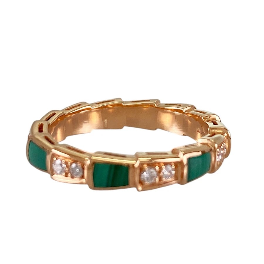 BVLGARI SERPENTI VIPER ROSE GOLD MALACHITE DIAMOND RING (1 of 5)