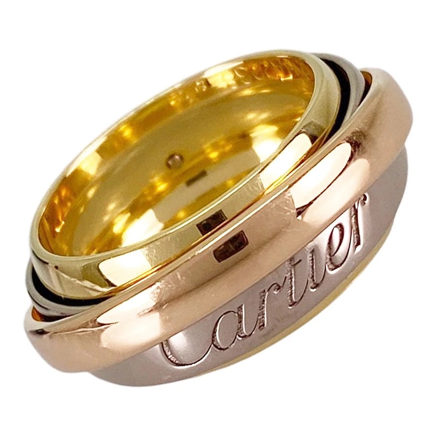 CARTIER TRINITY MUST ESSENCE YELLOW GOLD RING: Cartier Trinity Must Essence Yellow gold Ring Brand: Cartier Type/Style: Ring Material: 18K Yellow Gold 18K White Gold 18K Rose Gold, Color: Gold Size: 7-7.5 US Accessories: None Accessories Notice: