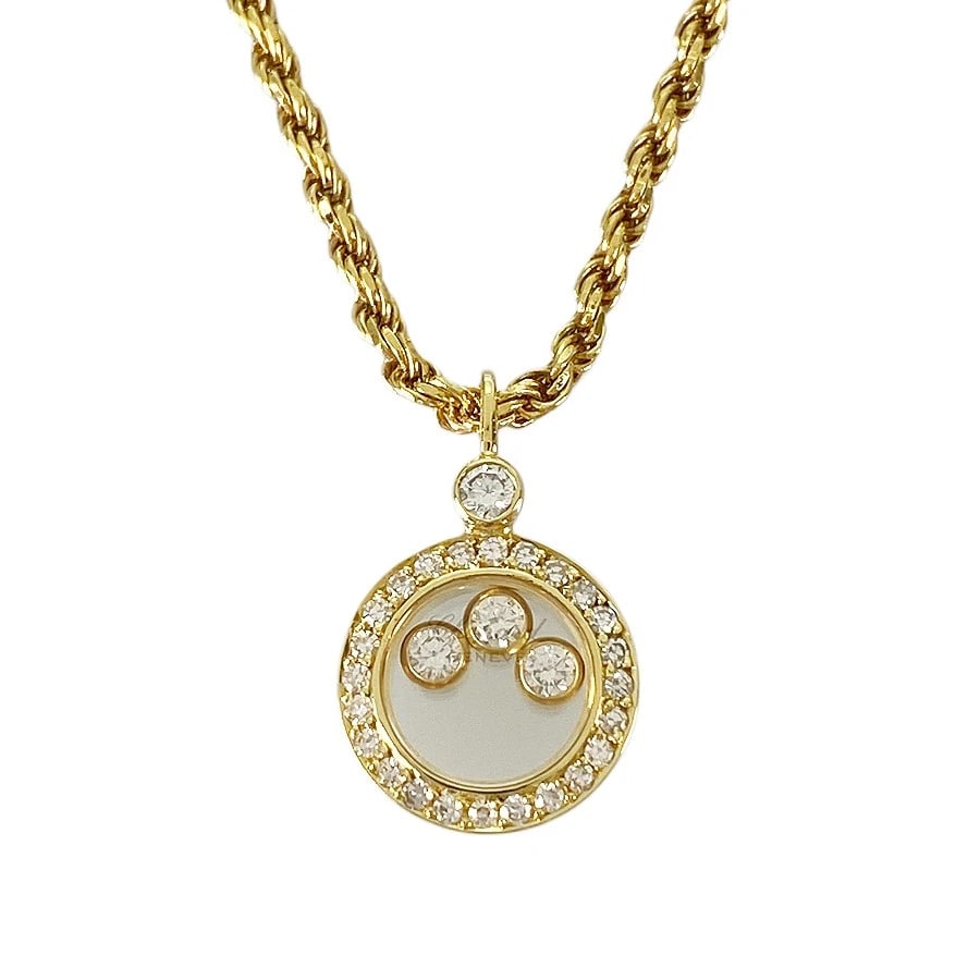 CHOPARD HAPPY DIAMOND YELLOW GOLD DIAMOND NECKLACE: Chopard Happy Diamond Yellow gold Diamond Necklace Brand: Chopard Type/Style: Necklace Material: 18K Yellow Gold, Main Stone/Creation Natural Color: Gold Size: Top size:18.2mm?11.8mm Necklace full len