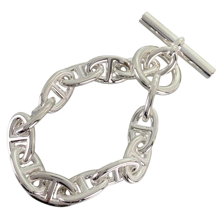 HERMES CHAINE D'ANCRE TGM SILVER BRACELET: HERMES Chaine d'Ancre TGM Silver Bracelet Brand: HERMES Type/Style: Bracelet Material: Silver 925, Color: Silver Size: Frame size (per frame):23.5mm Wrist Size:19cm Accessories: None Acces
