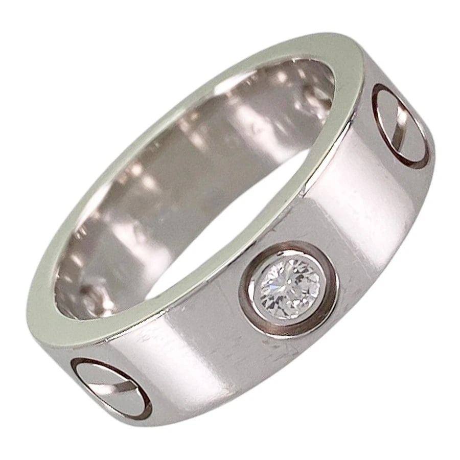 CARTIER LOVE WHITE GOLD DIAMOND RING: Cartier Love White gold Diamond Ring Brand: Cartier Type/Style: Ring Material: 18K White Gold, Main Stone/Creation Natural Color: Silver Size: 5 US Accessories: None Accessories Notice: When